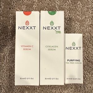 NEXXT Set Of 3 Serums Vitamin C, Collagen and Tea Tree NEW IN BOX